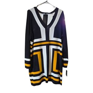 PLUS SIZE****INC International Concepts Black and Gold Geometric Dress